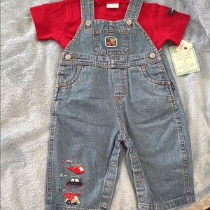 Carter's Blue Denim Overalls with Red Top